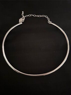 White House Black Market Silver Choker Necklace - Sleek Minimalist Design
